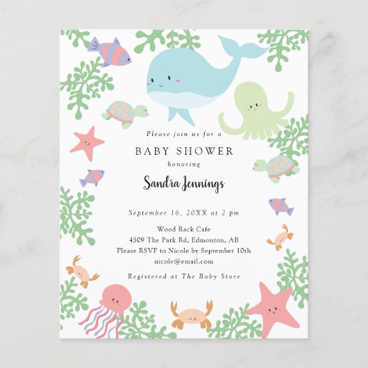 予算は海の下で赤ちゃんシャワーかわいいパステル (正面)