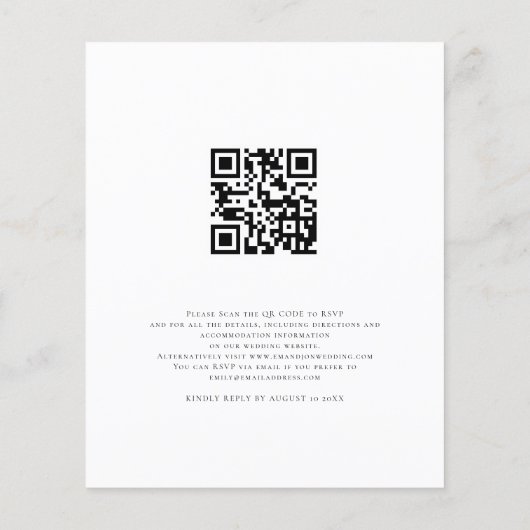 予算ひっかかり写真を取得するQR結婚式の招待 (裏面)