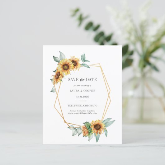 予算ひまわりフローラジオメトリック保存日付 (スタンド正面)