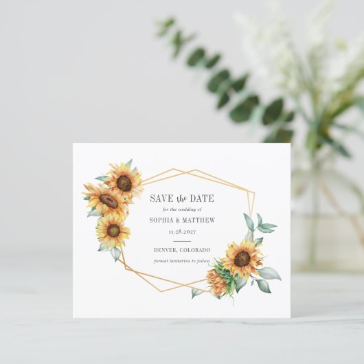 予算ひまわりフローラジオメトリック保存日付 (スタンド正面)