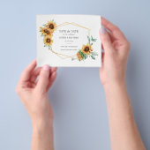 予算ひまわりフローラジオメトリック保存日付 チラシ (手)