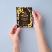 予算ひまわりライトレース結婚式の招待 チラシ (手)