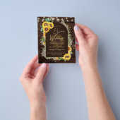 予算ひまわりライトレース結婚式の招待 チラシ (手)