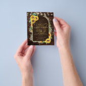 予算ひまわりライトレース結婚式の招待 チラシ (手)