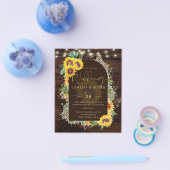 予算ひまわりライトレース結婚式の招待 チラシ (シングル)