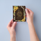 予算ひまわりライトレース結婚式の招待 チラシ (手)