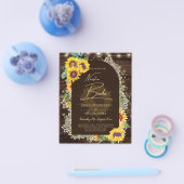 予算ひまわりライトレース結婚式の招待 チラシ (シングル)