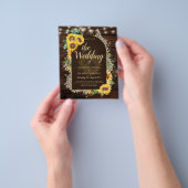 予算ひまわりライトレース結婚式の招待 チラシ (手)