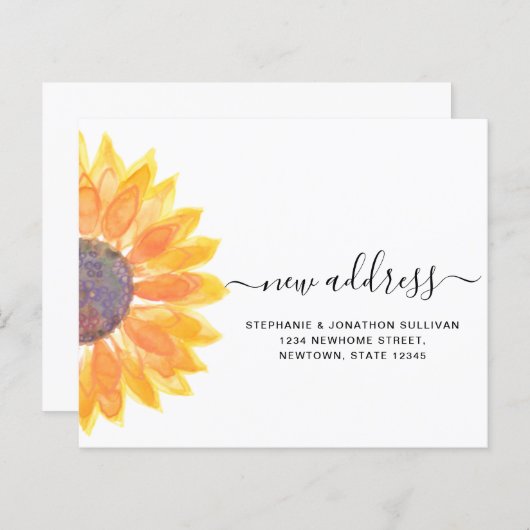 予算ひまわり新住所アナウンスメントカード (正面/裏面)