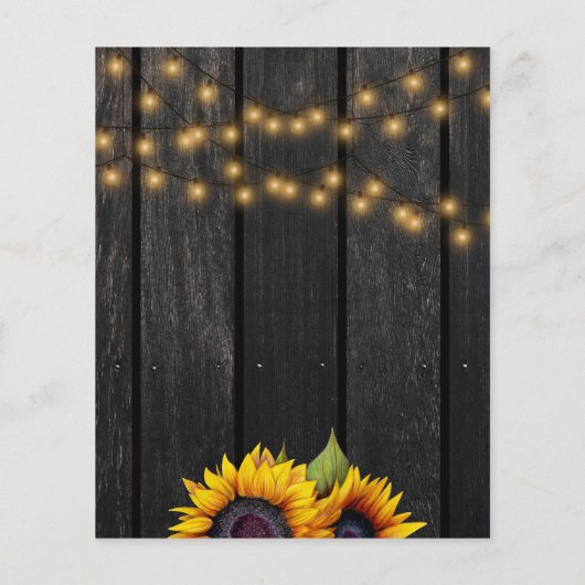 予算ひまわり木製ブライダルシャワー招待 (裏面)