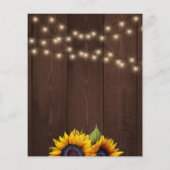 予算ひまわり木製ブライダルシャワー招待 (裏面)
