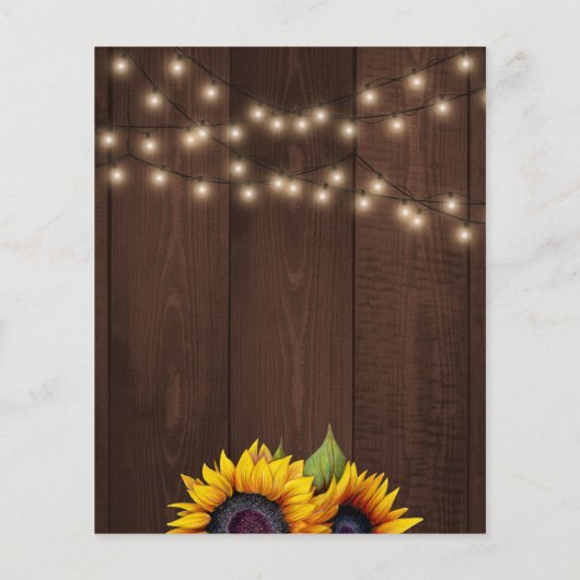 予算ひまわり木製ブライダルシャワー招待 (裏面)