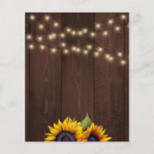 予算ひまわり木製ブライダルシャワー招待 チラシ (裏面)