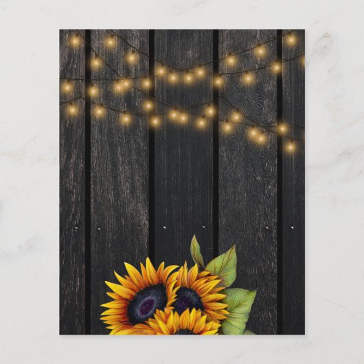 予算ひまわり田舎の結婚式の招待状 (裏面)