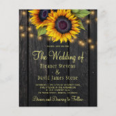 予算ひまわり田舎の結婚式の招待状 (正面)