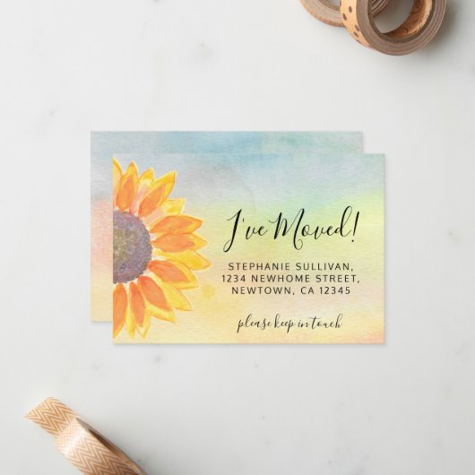 予算ひまわり私が動く発表を移動 ノートカード (正面/裏面インサイチュ)