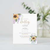 予算ひまわり花パープルフローラ結婚式の招待 (スタンド正面)