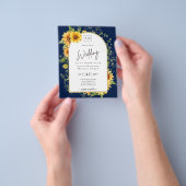 予算ひまわり花結婚式QRコードRSVP チラシ (手)