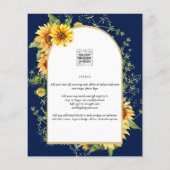 予算ひまわり花結婚式QRコードRSVP チラシ (裏面)