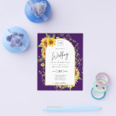 予算ひまわり花結婚式QRコードRSVP チラシ (シングル)