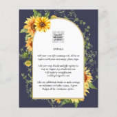 予算ひまわり花結婚式QRコードRSVP チラシ (裏面)