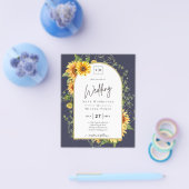 予算ひまわり花結婚式QRコードRSVP チラシ (シングル)