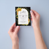 予算ひまわり花結婚式QRコードRSVP チラシ (手)