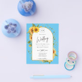 予算ひまわり花結婚式QRコードRSVP チラシ (シングル)