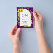 予算ひまわり花結婚式QRコードRSVP チラシ (手)