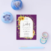 予算ひまわり花結婚式QRコードRSVP チラシ (シングル)