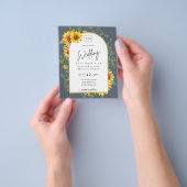 予算ひまわり花結婚式QRコードRSVP チラシ (手)