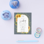 予算ひまわり花結婚式QRコードRSVP チラシ (シングル)