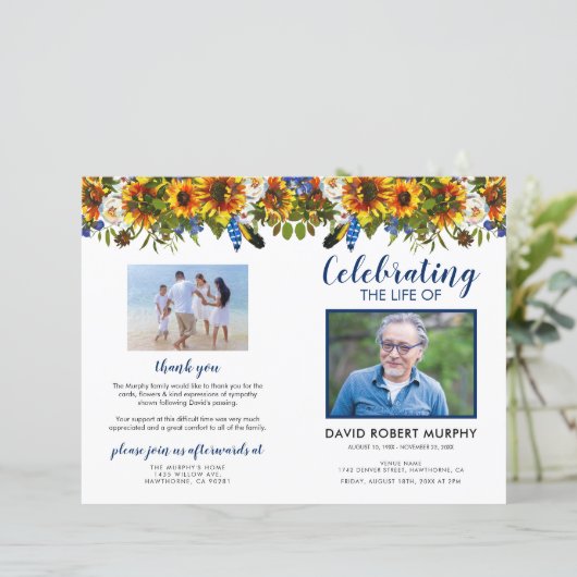 予算ひまわり葬式プログラム (スタンド正面)