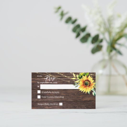予算ひまわり、木材フローラ2SMいいえ食事RSVP Enc エンクロージャーカード (スタンド正面)
