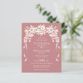 予算ほこりっぽいバラフローラ結婚式招待状 (スタンド正面)