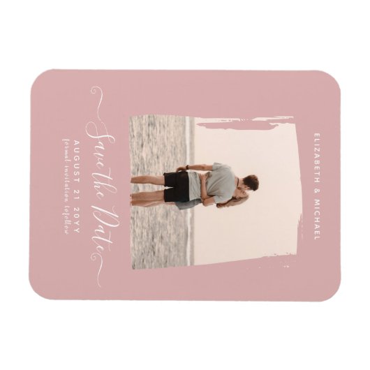 予算ほこりっぽいバラ写真の日付をモノクロで保存 マグネット (横)