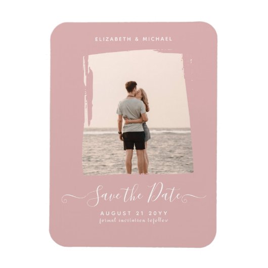 予算ほこりっぽいバラ写真の日付をモノクロで保存 マグネット (縦)