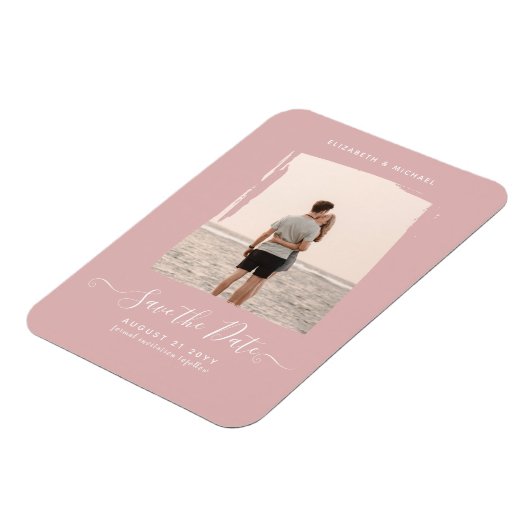 予算ほこりっぽいバラ写真の日付をモノクロで保存 マグネット (左側)