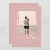 予算ほこりっぽいバラ写真の日付をモノクロで保存 招待状 (正面/裏面)