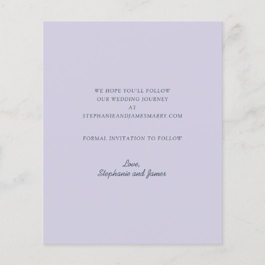 予算ほこりっぽいブルーパープルフローラ日付カードの保存 (裏面)