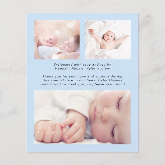 予算ようこそ4フォトブルーの誕生発表 (裏面)