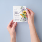 予算をすべて1つのひまわりラベンダー結婚の チラシ (手)