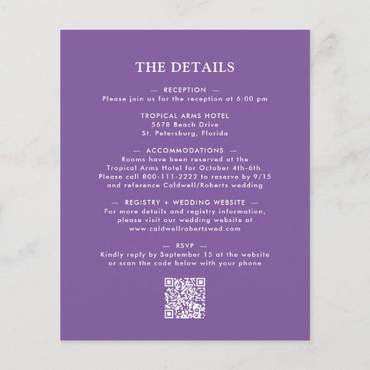 予算をすべて1つのひまわりラベンダー結婚の チラシ (裏面)