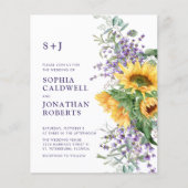 予算をすべて1つのひまわりラベンダー結婚の チラシ (正面)