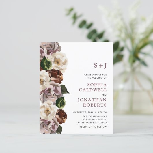 予算をすべて1つのムーディーズフローラ結婚式招待状 (スタンド正面)