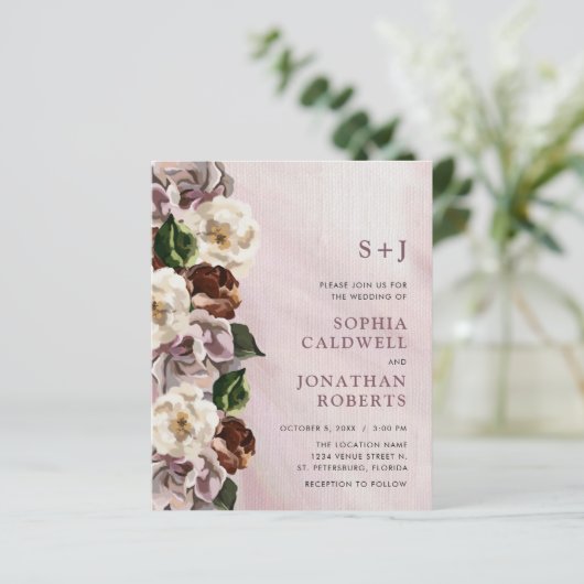 予算をすべて1つのムーディーズフローラ結婚式招待状 (スタンド正面)