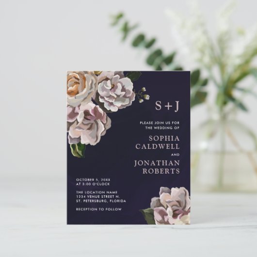 予算をすべて1つのムーディーズフローラ結婚式招待状 (スタンド正面)