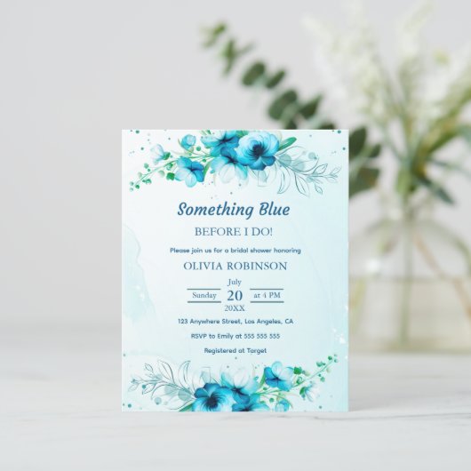 予算を何かブルーブライダルシャワーの招待 (スタンド正面)
