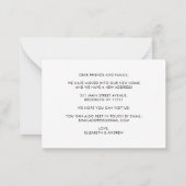 予算を私たちの新しい家の変更アドレス写真の移動 ノートカード (裏面)