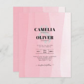 予算アイスモダンピンクウェディンググラデーションの招待 (正面/裏面)